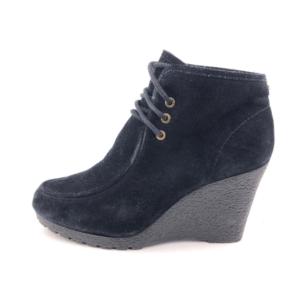 Michael Kors Rory Black Leather Wedge Ankle Booties 10M - Picture 1 of 13